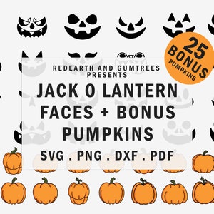 Paquete de Jack O Lantern Svg, paquete de caras de calabaza svg, crea tu propio paquete de Jack O Lantern svg, paquete de caras de calabaza de Halloween Svg, monstruo svg