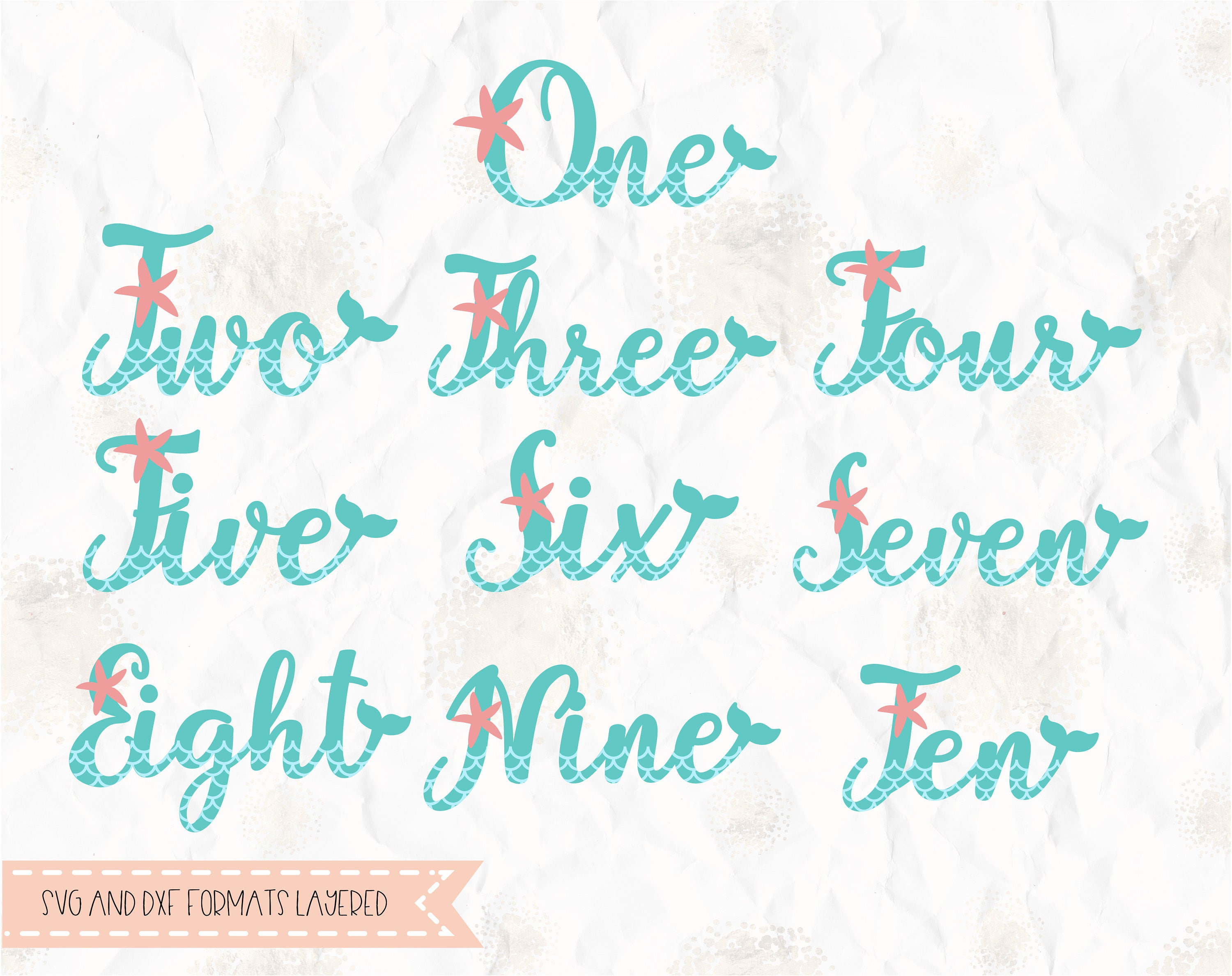 Download Mermaid numbers age fish scale tail SVG layered PNG | Etsy