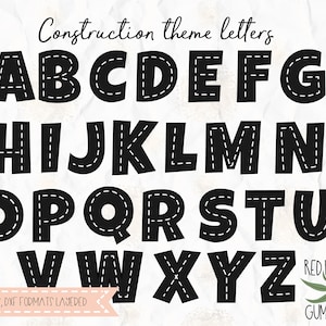 Lettres de thème de construction, en construction, SVG, PNG, EPS, Pdf, Dxf pour cricut, studio de silhouette, fichier coupé, sticker vinyle, conception de t-shirt