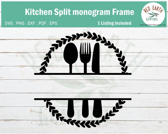 Spoon fork knife kitchen split monogram frame rustic ...