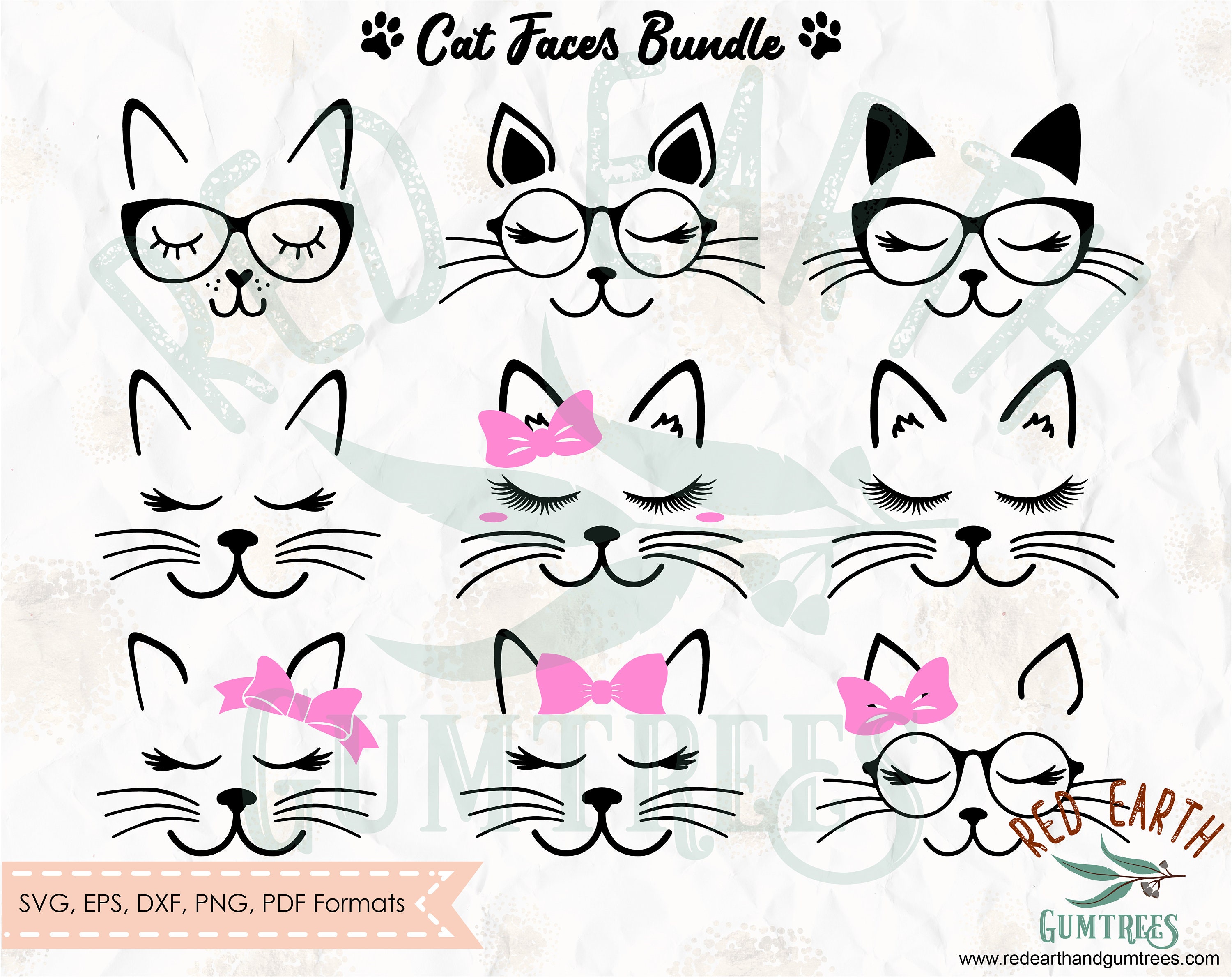 Download Cat faces bundle with whiskers eyelashes lashes SVG PNG | Etsy