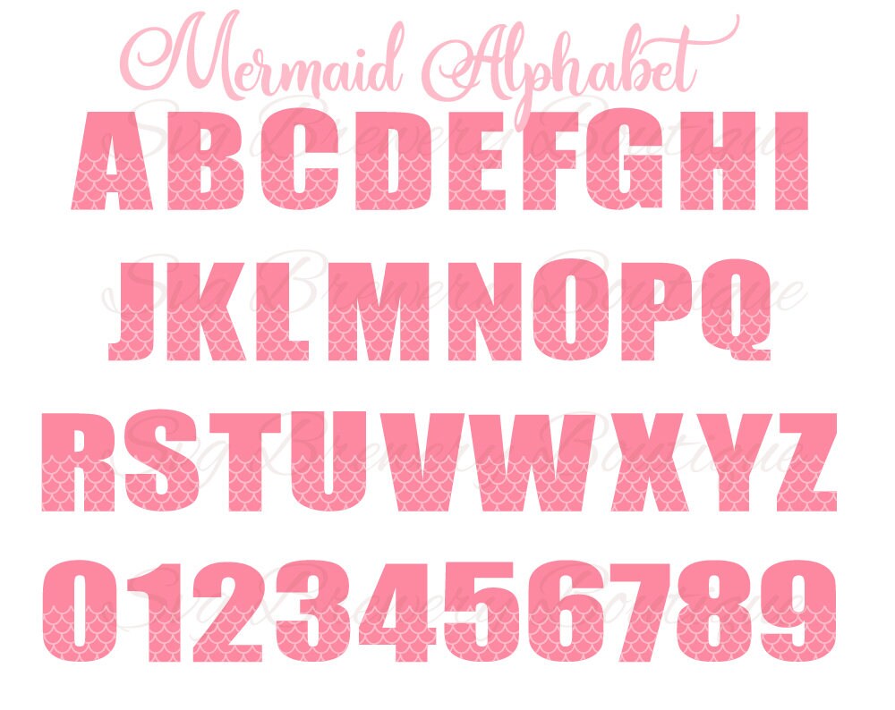 Download Mermaid alphabet fonts numbers SVG layered PNG DXF | Etsy