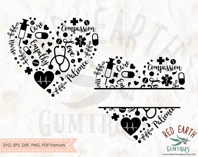 Download Clip Art Pdf Cricut Nurse Nurse Heart Split Monogram Frame Png Dxf Vinyl Decal Eps Silhouette Studio Cut File Stethoscope Svg T Shirt Design Art Collectibles