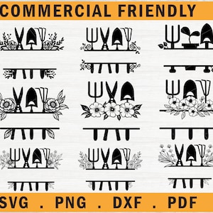 Garten Split Monogramm Rahmen Bundle svg, Bauernhof Aufkleber Split Monogramm Rahmen, Bauernhaus Monogramm Rahmen Bundle SVG, PNG, Blumengarten Monogramm svg