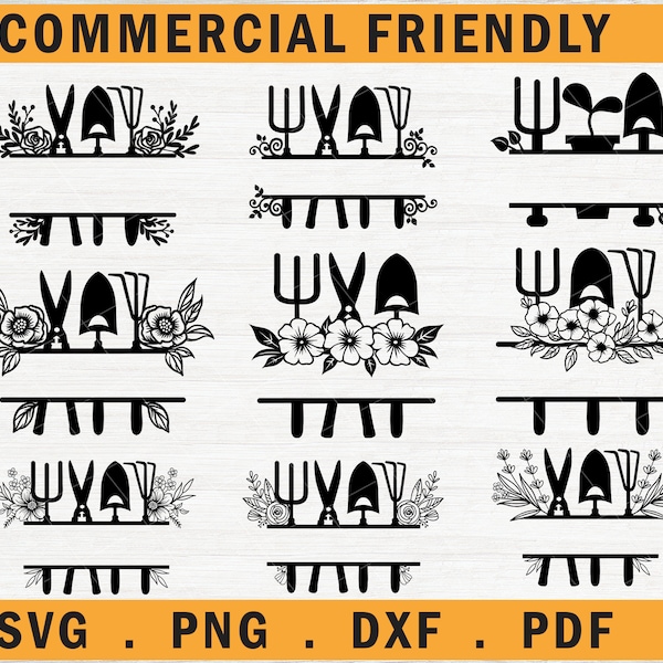 Garden split monogram frame bundle svg, farm decal split monogram frame,farmhouse  monogram frame bundle SVG, PNG,floral garden monogram svg