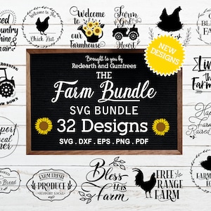 Signe de ferme faisant bundle svg, svg ferme, oeufs frais de la ferme, tracteur svg, citations de ferme SVG, PNG, Eps, DXF, Pdf cricut, studio de silhouette, fichier de coupe