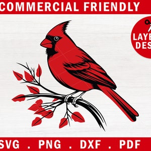 Weihnachten Kardinal Vogel SVG, Kardinalvogel auf Ast, Weihnachten roter Vogel SVG, Kummer Kardinal Vogel SVG, Erinnerung SVG, Gedenkvogel SVG