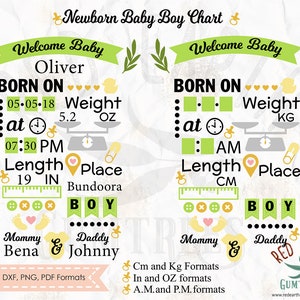Huge Baby Announcement Chart Templates Bundle Svg, Baby Stats Chart ...