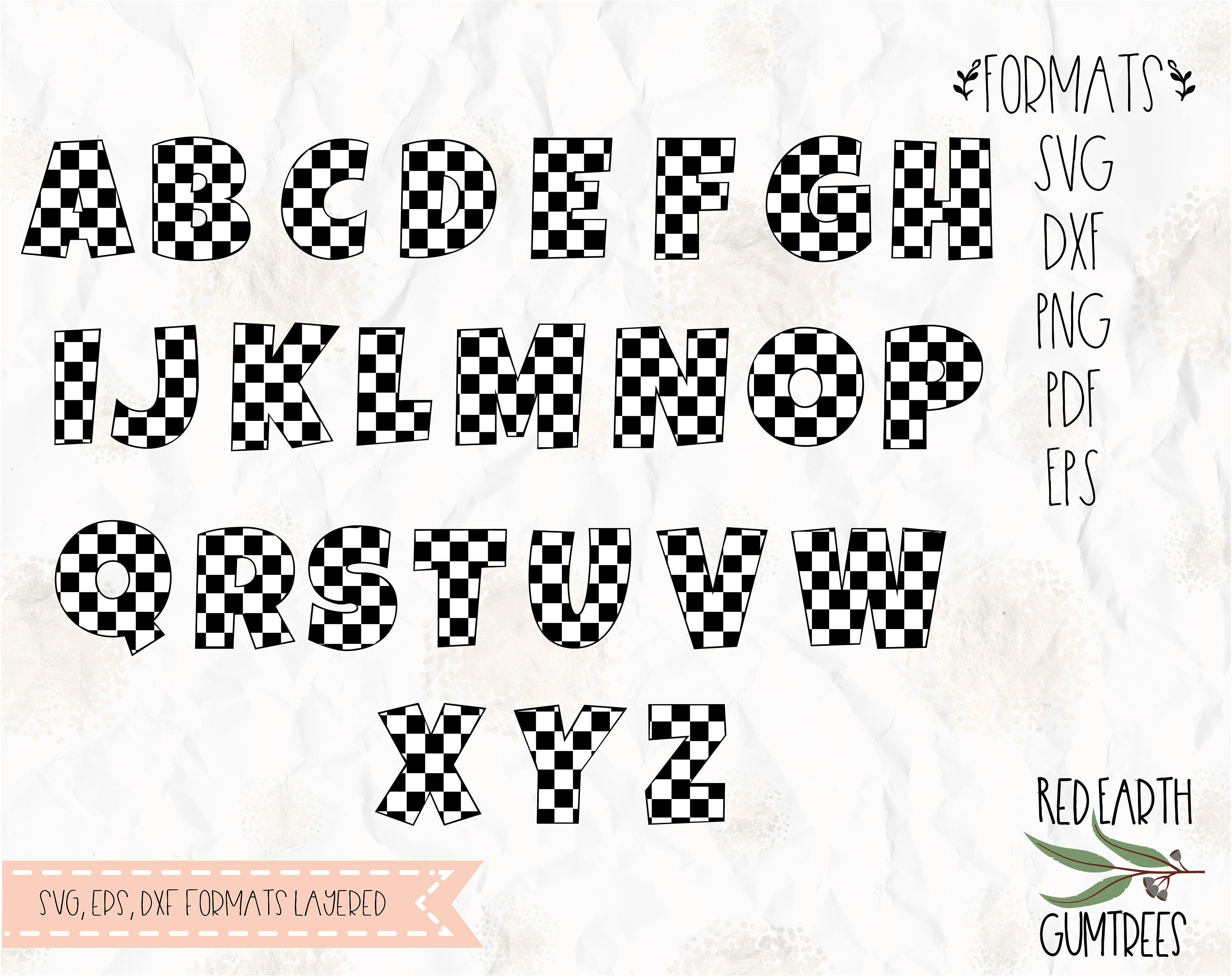 Checkered alphabet checkered letters racing SVG PNG DXF Etsy