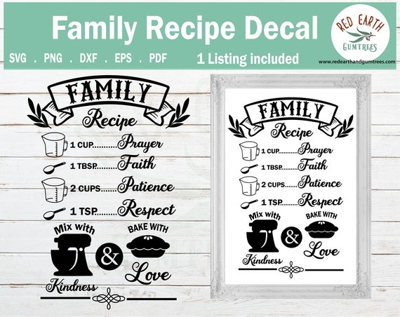 Download Kitchen Decal Svg Family Recipe Svg Decal Rustic Farmhouse Etsy