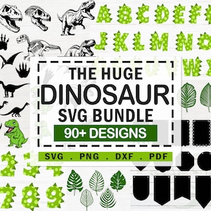 Pacote de festa de aniversário com tema de dinossauro, letras e números de pontos e espinhos, letras de dinossauro t rex, números do alfabeto svg, monogramas de dinossauro