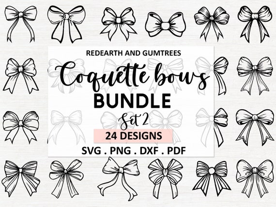 Ribbon Coquette Bow SVG Bundle | Ribbon Hair Bow Clipart