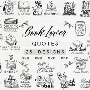 Book lover Quotes Bundle SVG, Reading Quotes SVG, Book Lover Svg, floral books cricut, Bookish SVG for Cricut,Literary Quote png sublimation