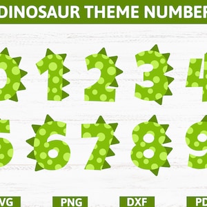 Dinosaur theme birthday party spots and spikes numbers, dinosaur t rex numbers vinyl decal SVG,PNG,DXF,Eps,Pdf for cricut,silhouette
