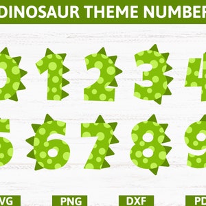 Dinosaur theme birthday party spots and spikes numbers, dinosaur t rex numbers vinyl decal SVG,PNG,DXF,Eps,Pdf for cricut,silhouette