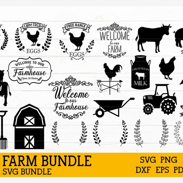 Big Farm life bundle, farm fresh eggs, dairy SVG, PNG, EPS, Pdf, Dxf for cricut, silhouette studio, cut file,  vinyl decal, t shirt design