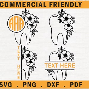 Bloemen tand Svg, tand svg, bloem tand Svg, tandarts SVG, bloemen tandarts SVG, tand met bloem Svg, tandheelkunde logo Svg, tand monogram svg
