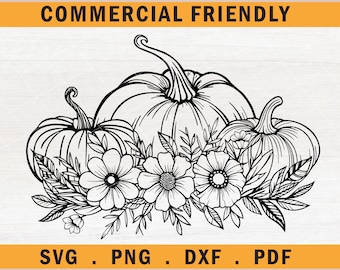 Flower Pumpkins Svg, Pumpkin Svg, Pumpkin With Flower Svg, Fall, Thanksgiving pumpkins svg, Autumn svg, pumpkin Harvest,floral pumpkin patch