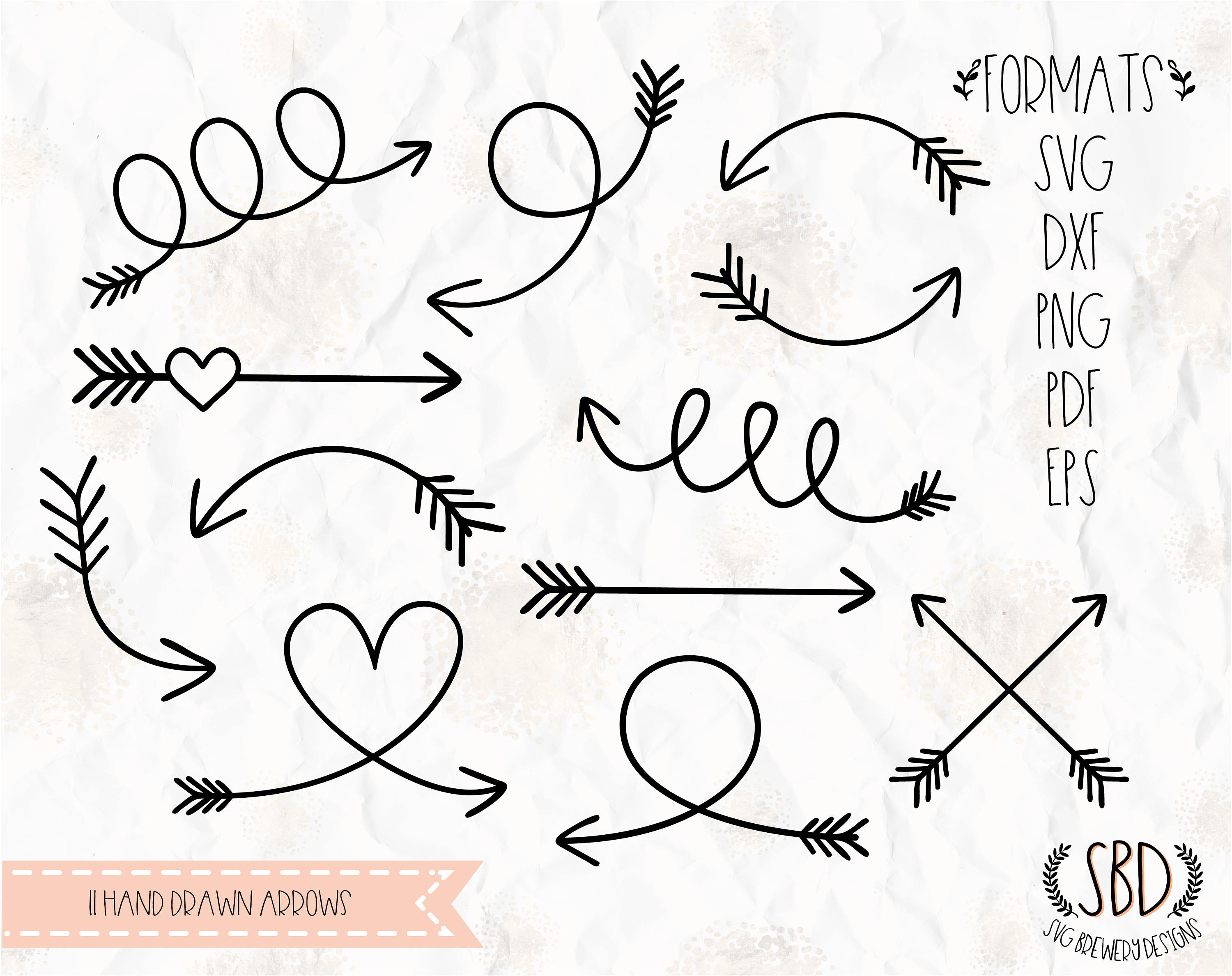 Hand drawn arrows, Arrows SVG, EPS, PNG, Dxf, Pdf Clipart, for cricut…