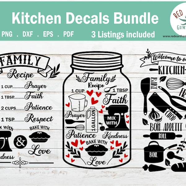 Welcome to our kitchen rustic farmhouse kitchen sign making,Family recipe decal SVG,PNG,Eps, DXF,Pdf cricut,silhouette studio,cut file,vinyl