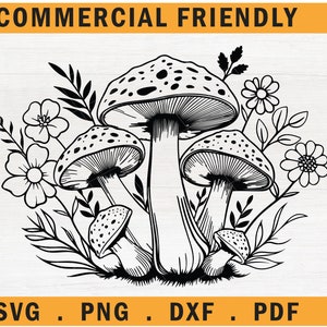 Mushroom Svg,Mystical Mushroom svg,Mushroom Clipart,Magic mushroom svg,Boho Mushroom Clipart, mushroom shirt svg,Png, floral mushroom svg