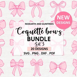 Lint flirt Bow SVG-bundel, Girlie Frans lint SVG, roze haarstrik svg, flirt lint SVG, handgetekende strik illustraties, strik illustraties