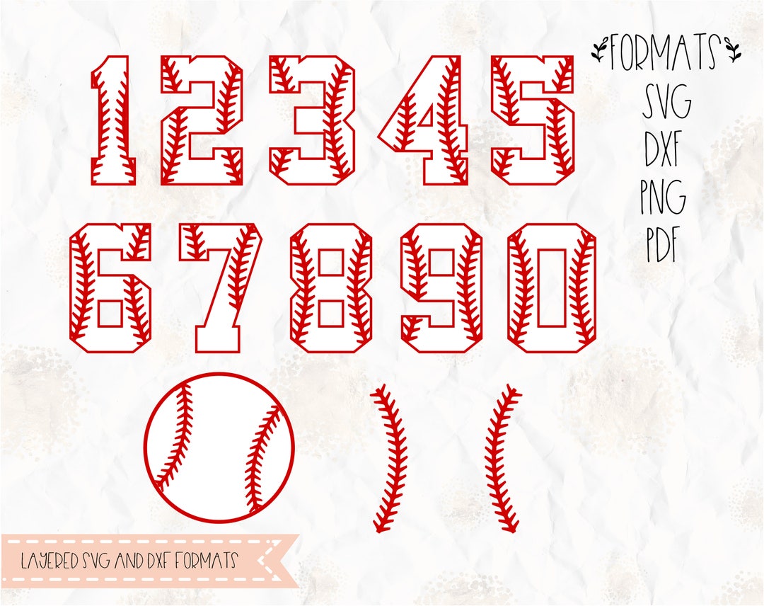 Baseball Stitch, Ball, Numbers, Svg, Png, Dxf, Pdf,eps for