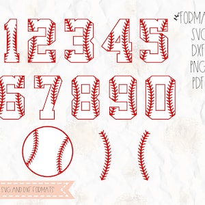 Punto baseball, palla, numeri, svg, png, dxf, pdf, eps per cricut, silhouette studio, macchine da taglio, decalcomania in vinile, stencil, design per magliette