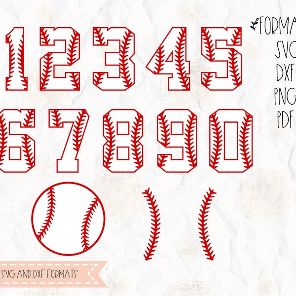 Baseball Stitch, ball, numbers,  svg, png, dxf, pdf,eps for cricut, silhouette studio,cutting machines, vinyl decal, stencil, t shirt design