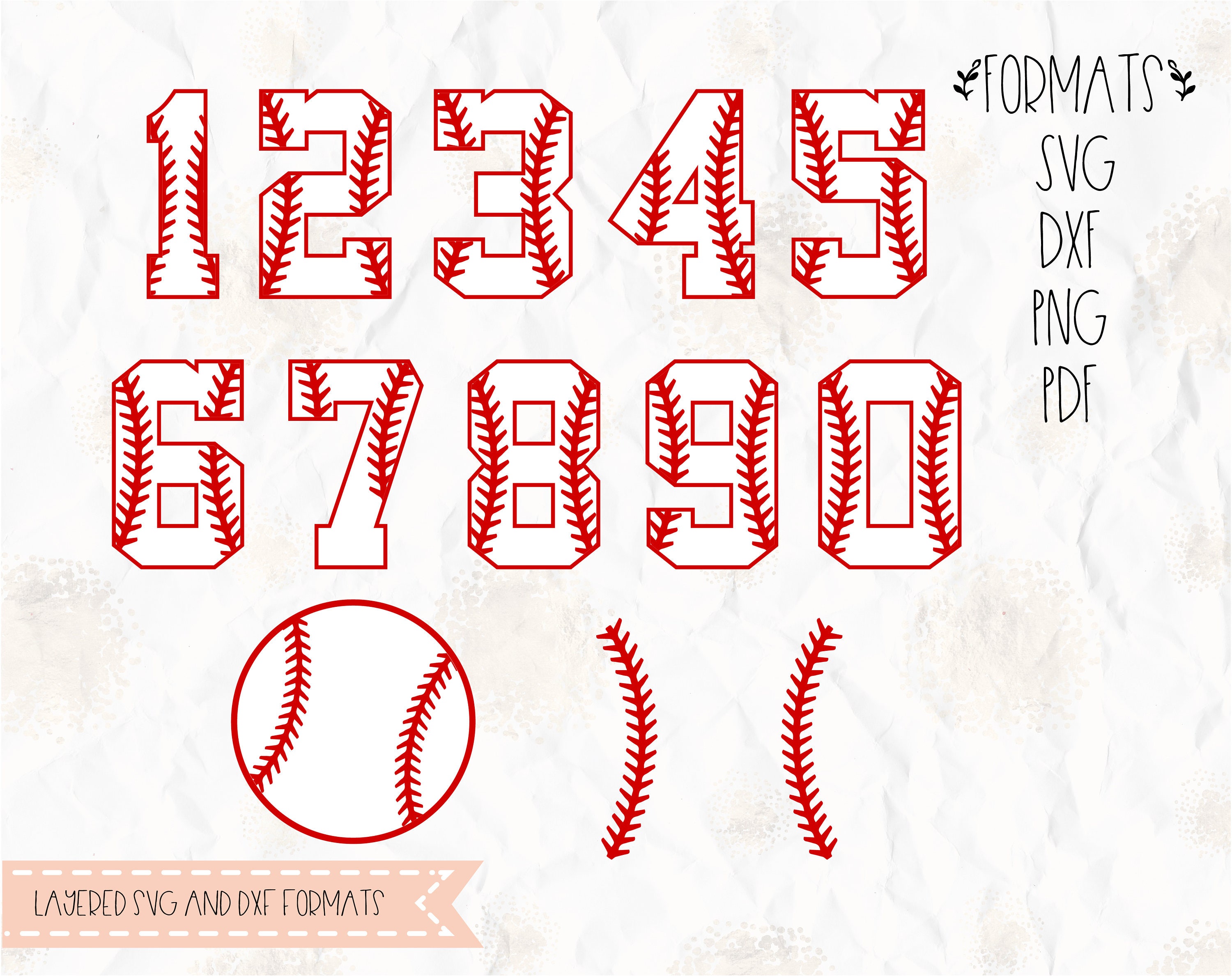 Baseball Stitch Ball Numbers Svg Png Dxf Pdfeps for Etsy