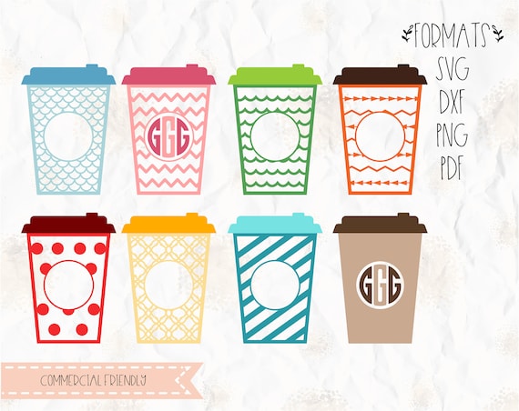 Download Coffee travel mug Tumbler monogram frame SVG PNG DXF for ...