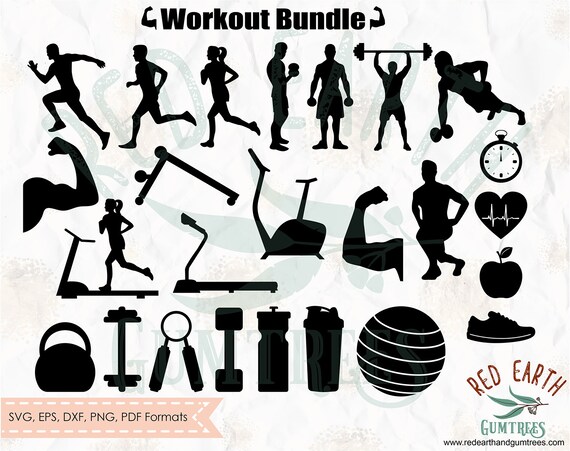 Download Gym And Workout Bundle Running Gym Equipment Dumbbell Svg Etsy