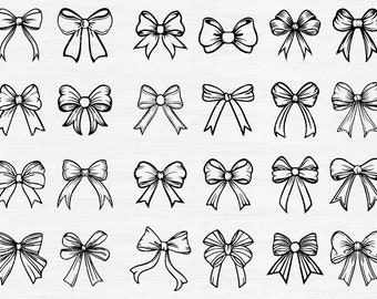 Ribbon Coquette Bow SVG Bundle | Ribbon Hair Bow Clipart