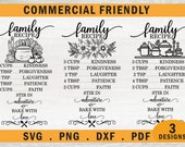 Kitchen Decal bundle svg,Family Recipe svg wall decal bundle,rustic kitchen svg,Baking decal svg,kitchen our family recipe sign making svg