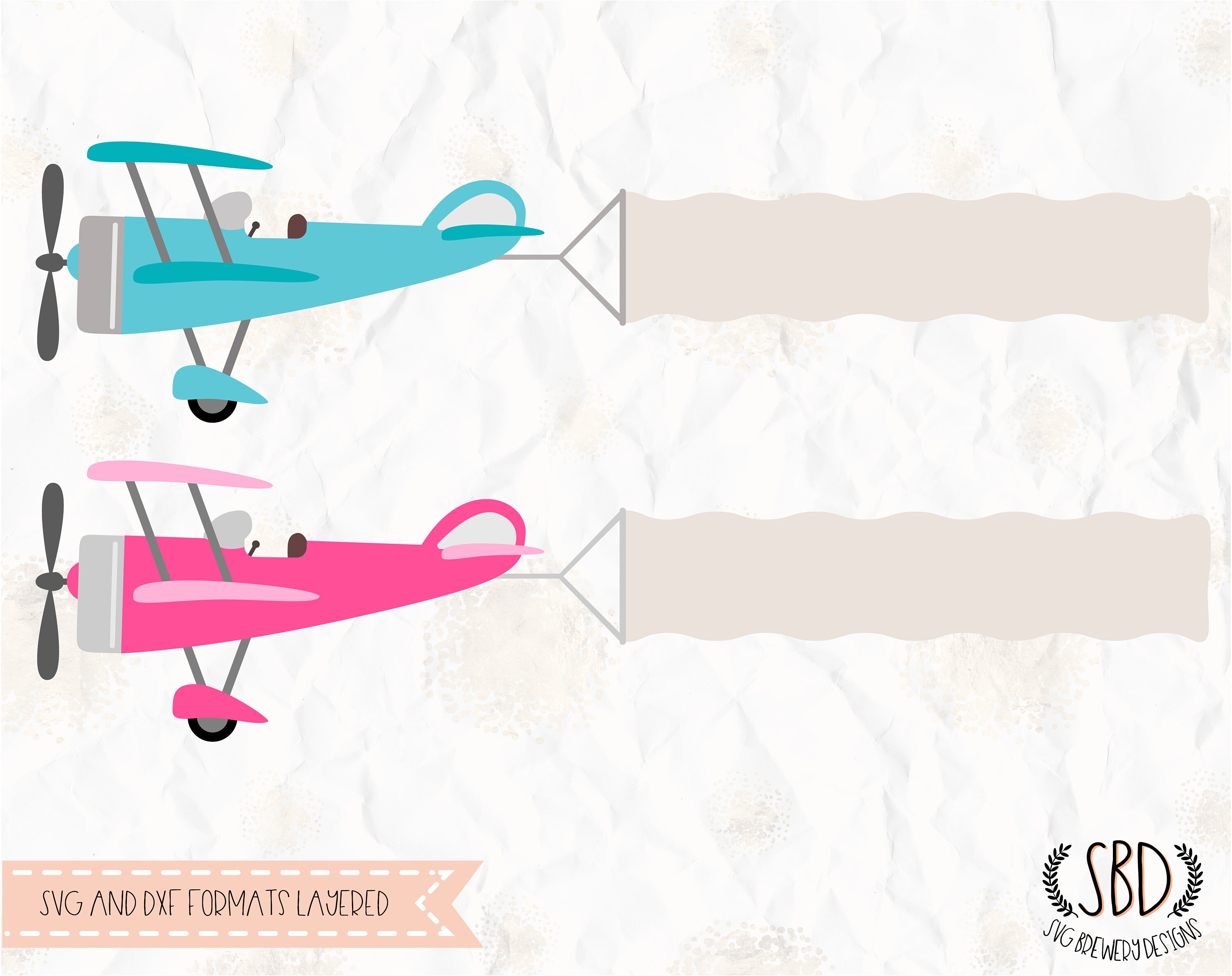 Download Airplane aeroplane with banner SVG layered PNG DXF | Etsy