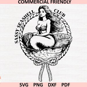Vintage Meerjungfrau SVG PNG, Retro Meerjungfrau-T-Shirt Sublimation, Ozean ästhetische Clipart, nautische Meeressirene geschnittene Datei, Cricut Silhouette Vektor 3