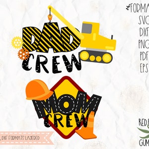 Tema de cumpleaños de construcción, equipo de cumpleaños de mamá, equipo de cumpleaños de papá de construcción, SVG, PNG, DXF, cricut, camión de construcción SVG, calcomanía de diseño de camiseta