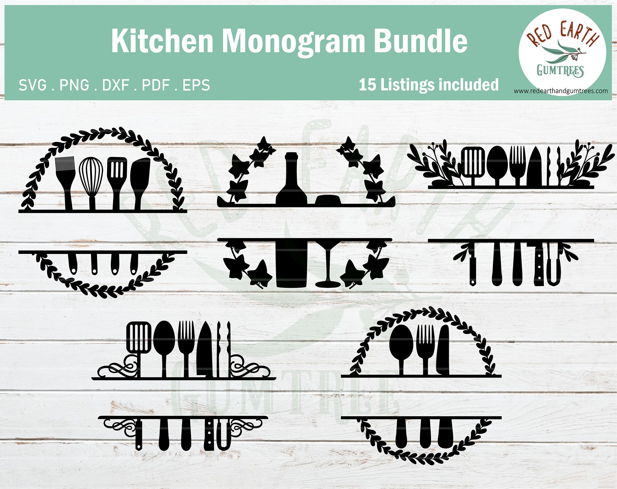 Kitchen Monogram Frames Bundle,baking Monogram,wine Monogram,bbq ...