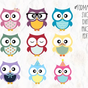 Eule, Vögel, Party Thema SVG (geschichtet), PNG, DXF für Cricut, Silhouette Studio, Vinyl-Aufkleber, T-Shirt Design, Scrapbooking, Schneidemaschinen
