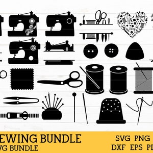 Sewing bundle svg, sewing machine bundle, seamstress, sewing monogram frame,needle thread svg, zipper SVG, PNG, DXF, Pdf, Eps  for cricut