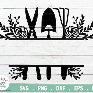 Garden split monogram frame svg, farm decal split monogram frame,farmhouse  SVG, PNG, Eps, DXF,Pdf cricut,silhouette studio,cut file, decal