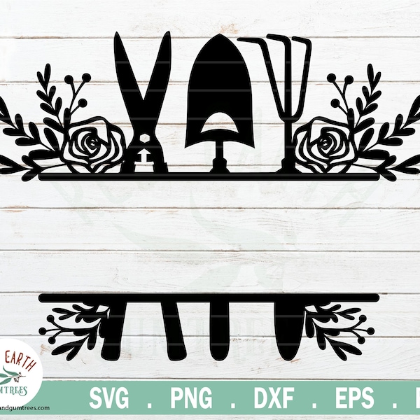 Svg de cadre monogramme divisé jardin, sticker ferme cadre monogramme divisé, ferme SVG, PNG, Eps, DXF, Pdf cricut, studio de silhouette, fichier coupé, sticker