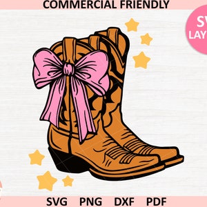 Coquette Cowgirl Stiefel SVG, Cowgirl Hut svg, Cowboy-Stiefel SVG, Western Boots svg, Rodeo svg, Ranch svg, Cowboyhut, girly Cowgirl stiefel Clipart
