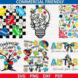 Autism Awareness Coquette bundel SVG, Retro Bow Autisme PNG, shirt neurodiversiteit, speciaal onderwijs svg, Autism Advocate png svg, leraar autisme