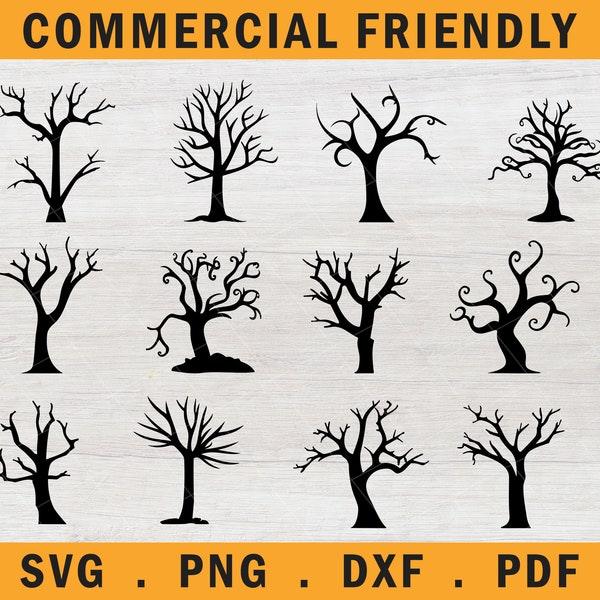 Spooky trees Halloween bundle svg, trees silhouette svg,Halloween decor trees svg, tree branches silhouette decal bundle svg,tree bundle svg