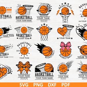 Basketball SVG Bundle, Basketball-Team Logo Bundle, Basketball Clipart, Basketball Monogramm svg, Basketball-Team-Shirt bündeln, kokett Ball