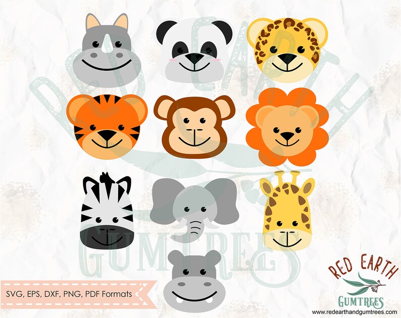 Download Art Collectibles Clip Art Eps Png Baby Animal Faces Safari Animals Dxf Jungle Safari Theme Party Svg Pdf For Cricut Silhouette Studio Cut File Vinyl Decal