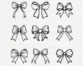 Ribbon Coquette Bow SVG Bundle | Ribbon Hair Bow Clipart