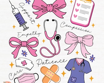 Coquette Nurse Png, Health care worker Png, Doing Nurse stuff png, Nurse quotes png,retro Nurse png, Nurse gift,Pink Stethoscope Png,nursing