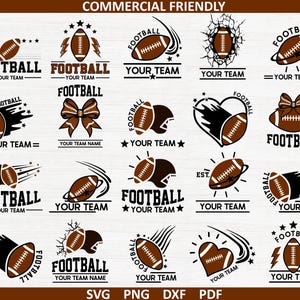 Paquete SVG de fútbol, paquete de logotipo de equipo de fútbol, clipart de fútbol, svg de monograma de fútbol, sublimación de camiseta de equipo de fútbol, coqueta de fútbol